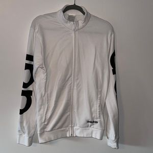 Adidas women unisex zip up sweatshirt small white with black letters